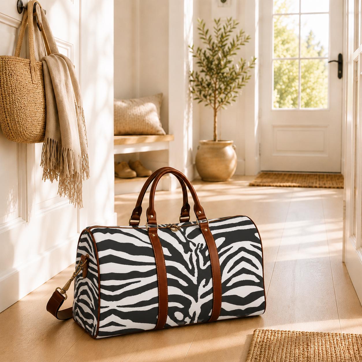 Black White Zebra Weekend Travel Duffel Bag – Animal Print Carry-On Luggage