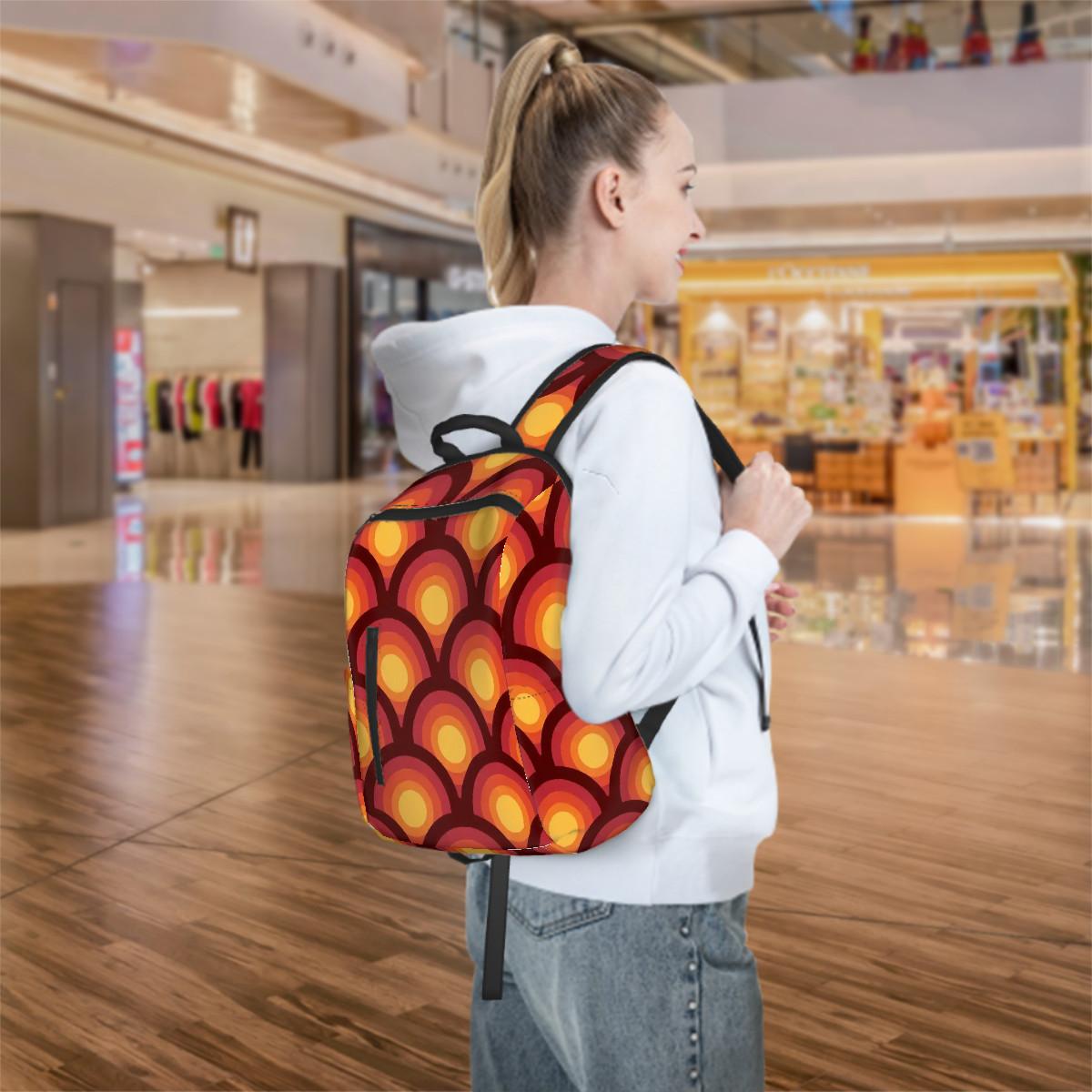 Retro 70s Backpack – Orange Red Yellow Twill Daypack