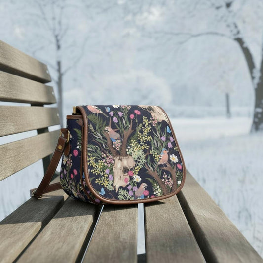 Gothic Cottagecore Saddle Bag - Dark Academia Style Crossbody Handbag