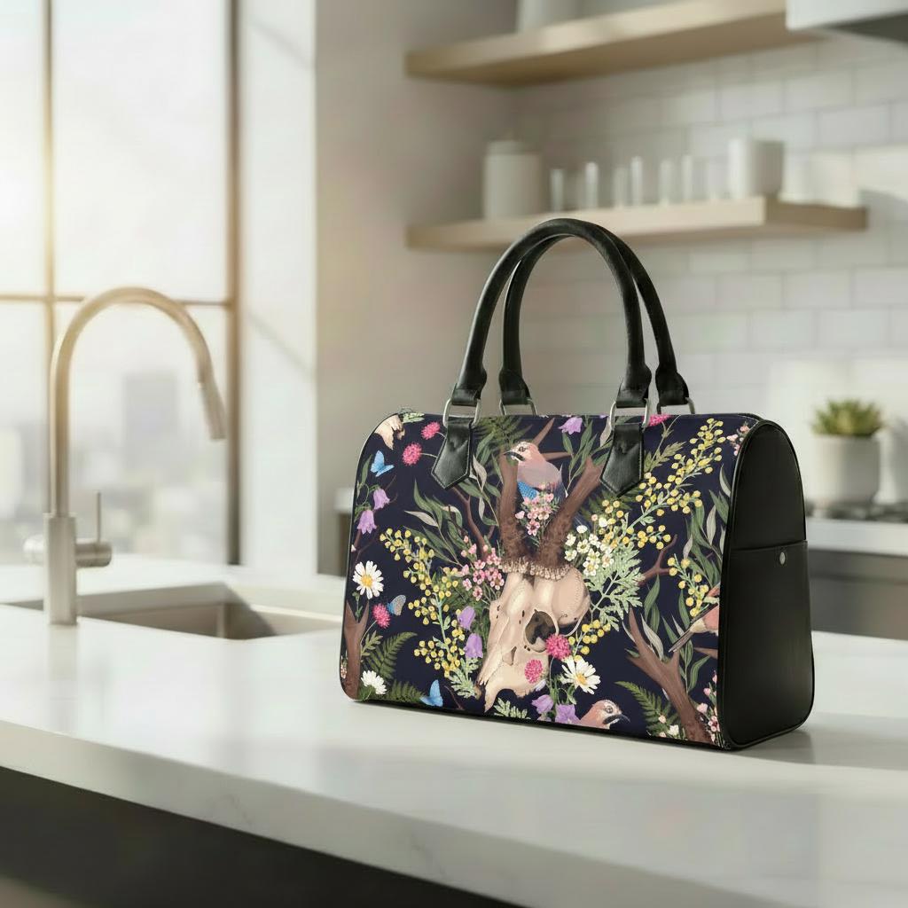 Dark Academia Antler Barrel Handbag – Grunge Gothic Whimsy Bag