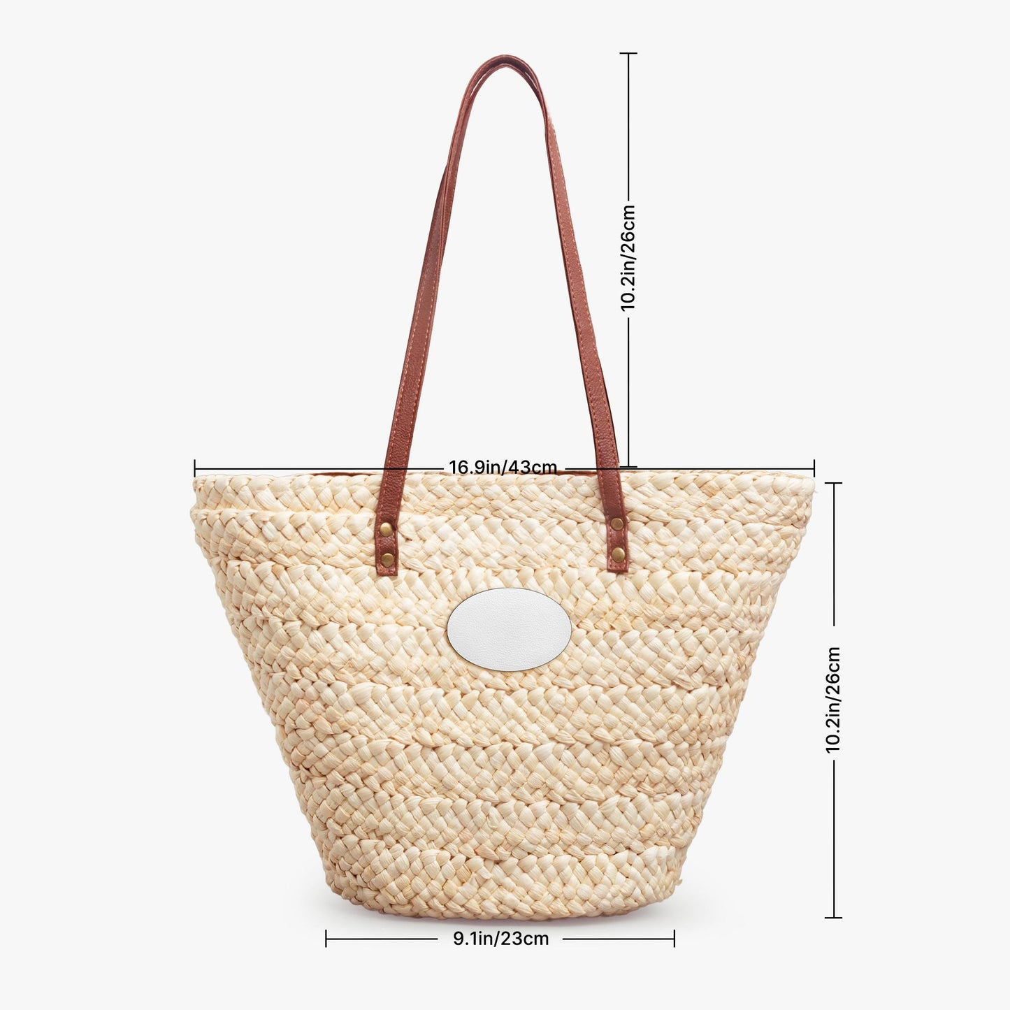Large Woven Straw Tote Bag – Roomy Summer Tote with Zippered Interior