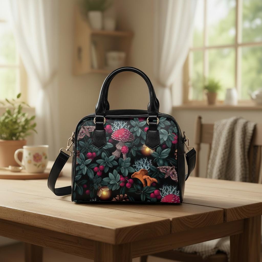 Mushroom Forest Toadstool Shoulder Handbag – Dark Academia Handbag