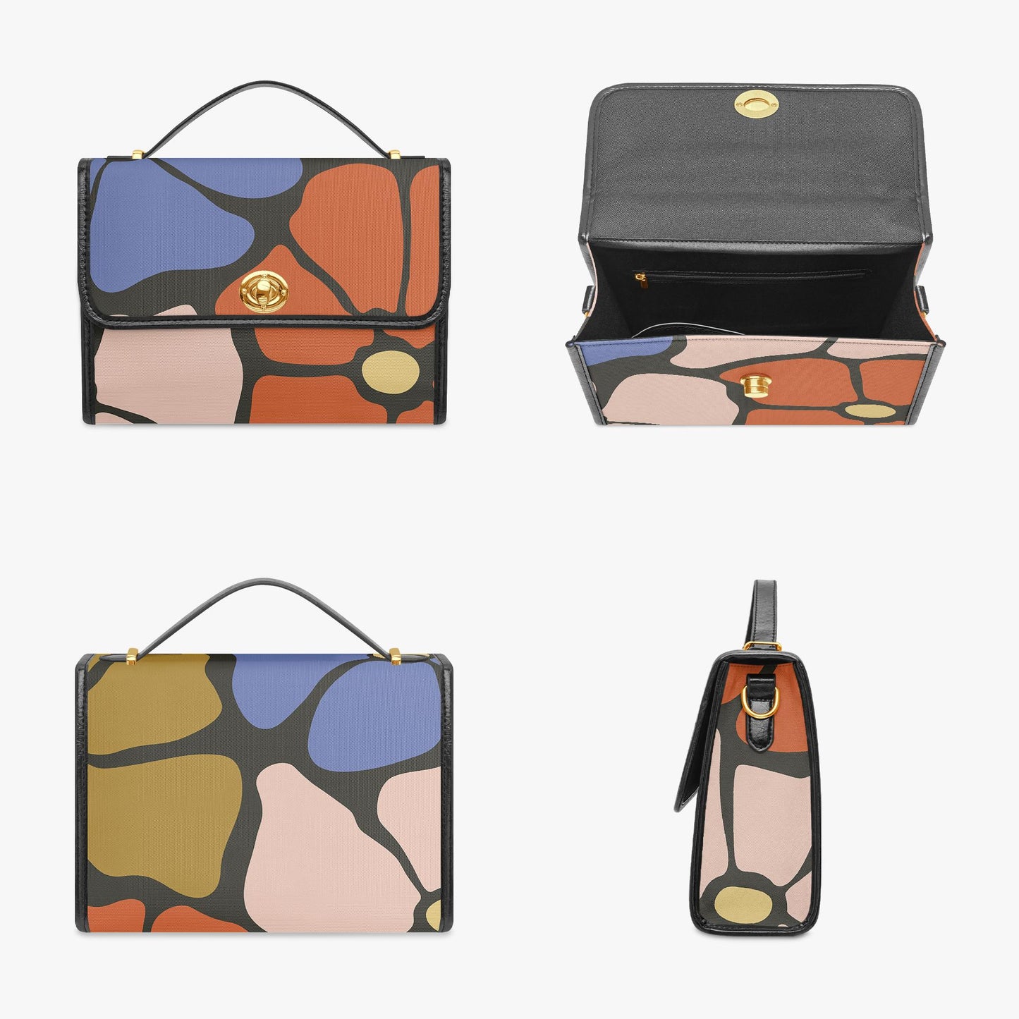 Bold Retro Flowers Handbag – 60s Vintage Canvas Crossbody