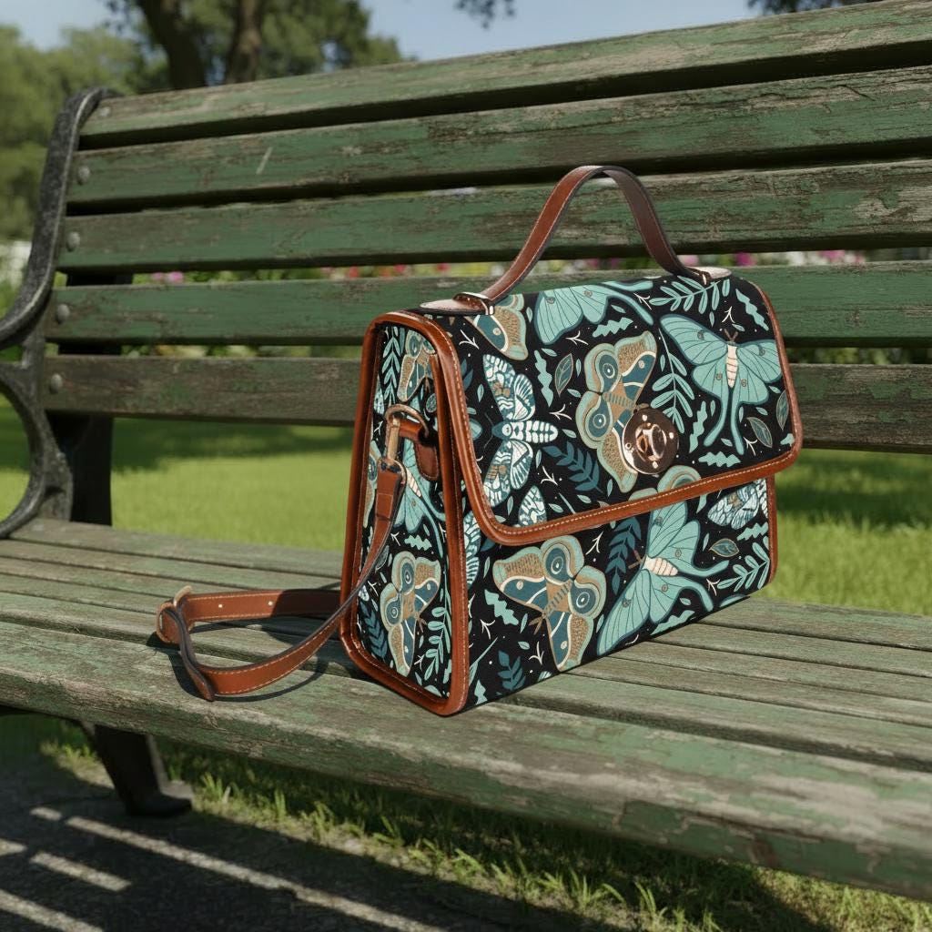 Dark Academia Moths Crossbody Bag – Gothic Vintage Butterflies