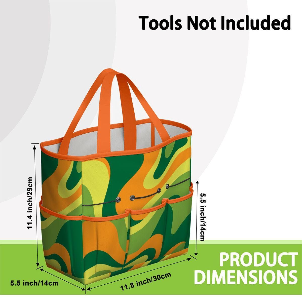 Retro 70s Gardening Tool Organizer Bag – Orange Green Hippie Tote