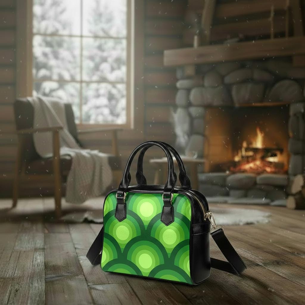 Retro 70s Peacock Eye Shoulder Handbag – Midcentury Modern Style
