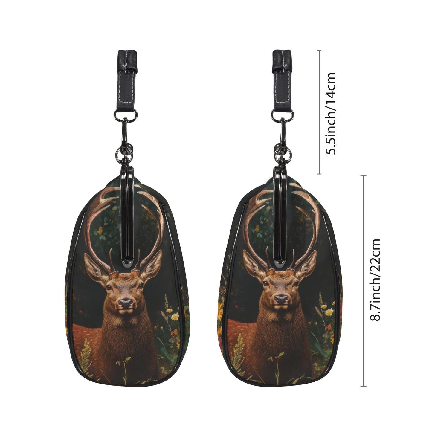 Deer Forest Kisslock Crossbody Shoulder Bag - Dark Academia Nature Lover Handbag