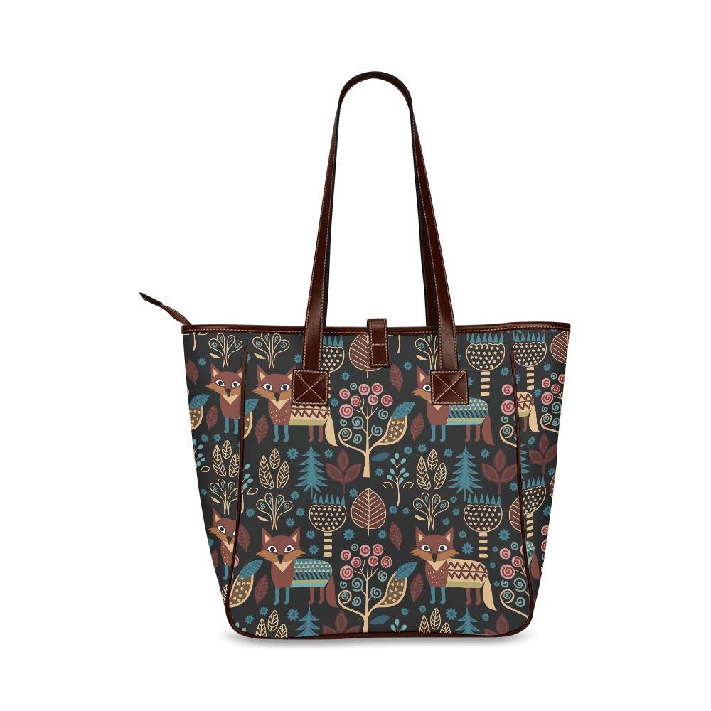 Large Nordic Folkloric Tote Bag – Scandi Retro Waterproof Shopper