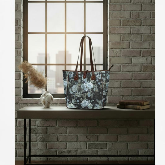 Dark Academia Floral Vintage Tote Bag – Victorian Botanical Moody Floral Shopper