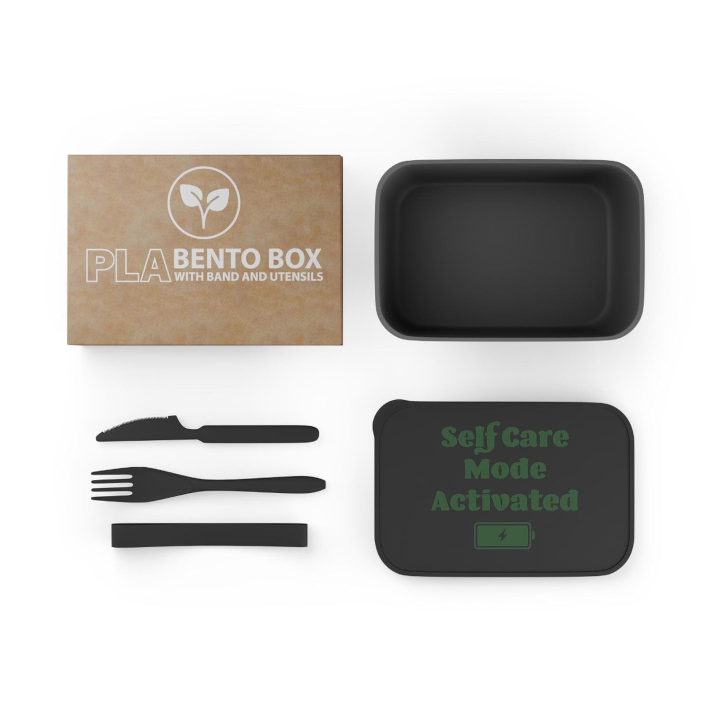 Self Care Mode Bioplastic Bento Box: Sustainable Lunchware with Cutlery