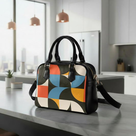Retro 60s Geometric Shoulder Handbag – Midcentury Modern Handbag