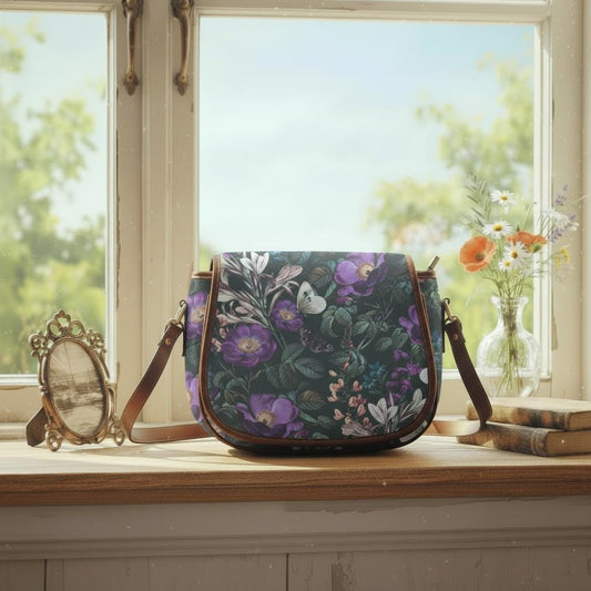 Night Flower Dark Academia Saddle Bag - Moody Cottagecore Crossbody