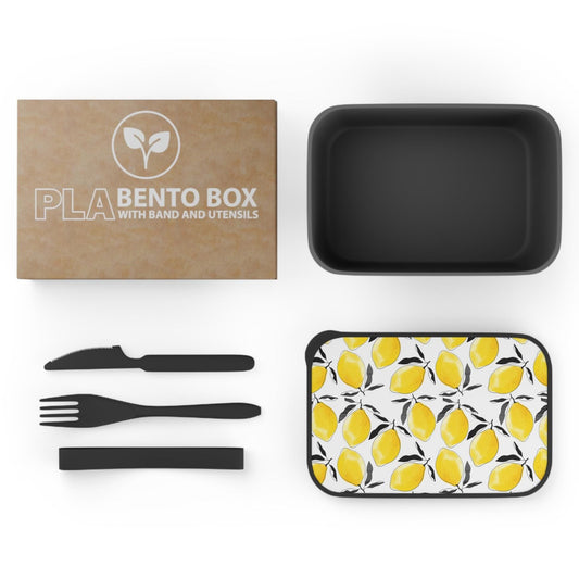 Retro Lemons Vegan Bento Box: 60s Style Bioplastic Lunch Container