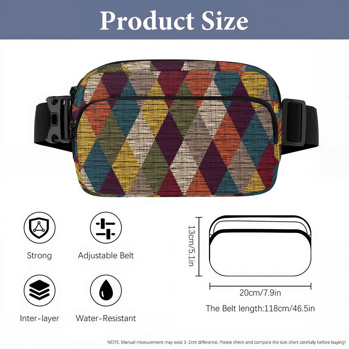 60s Retro Diamond Print Fanny Pack – Everyday Waist & Crossbody Bag