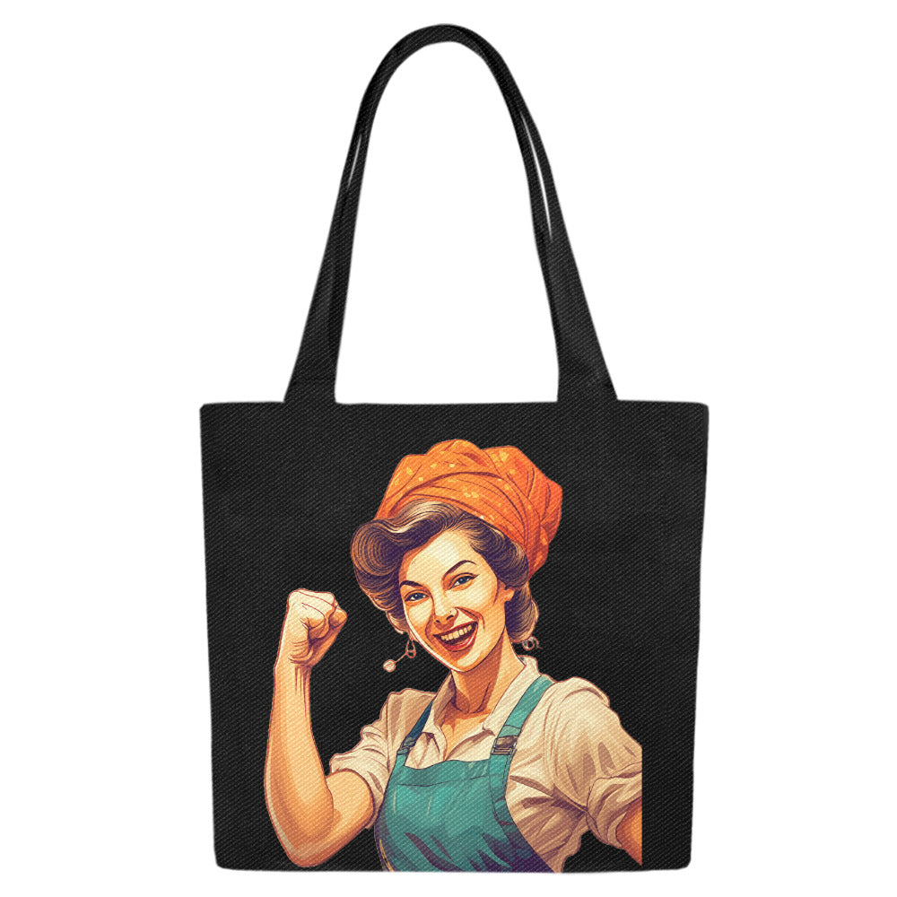 Working Class Woman Black Cotton Canvas Tote Bag – Vintage Empowerment