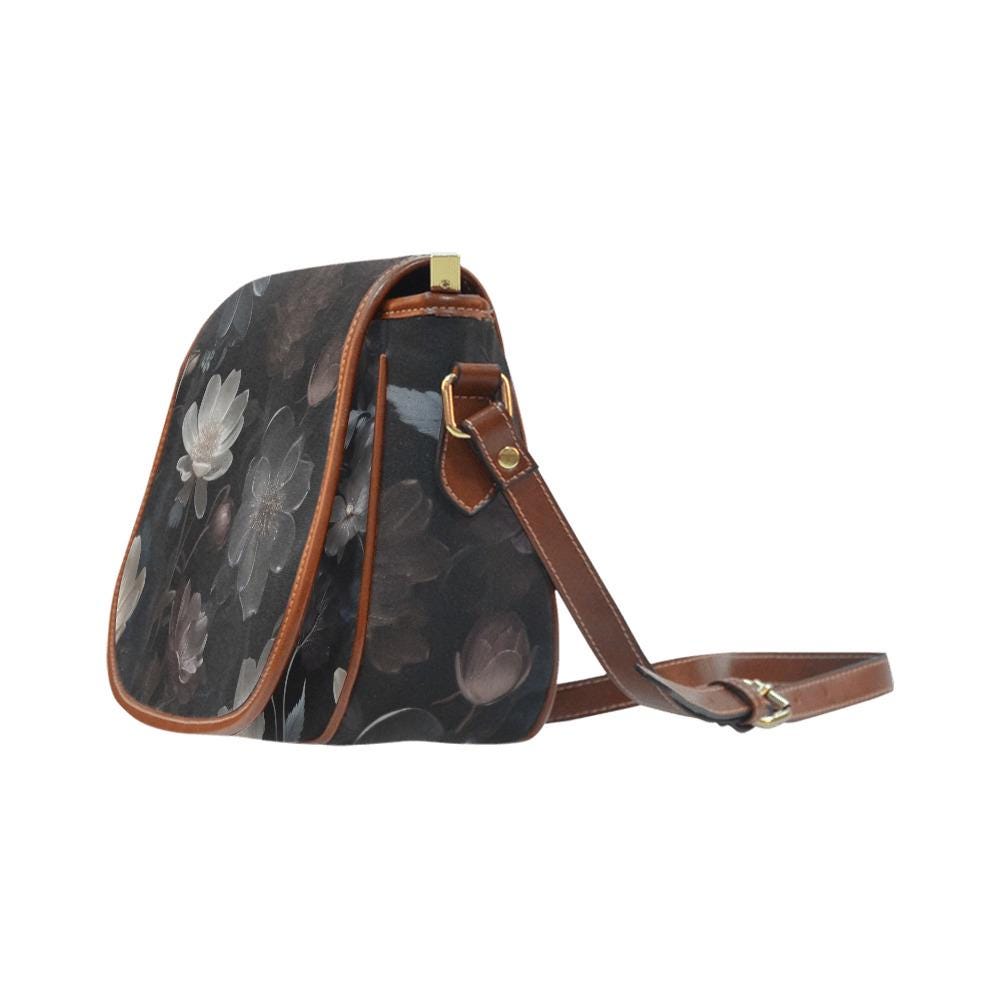 Dark Academia Romantic Flowers Saddle Bag – Vintage Style Crossbody