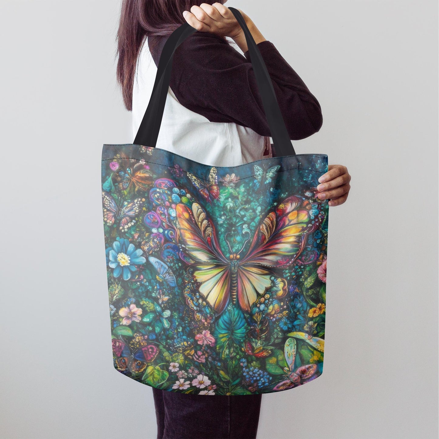 XL Dark Academia Butterfly Tote Bag – Enchanted Forest Shopper Market Bag