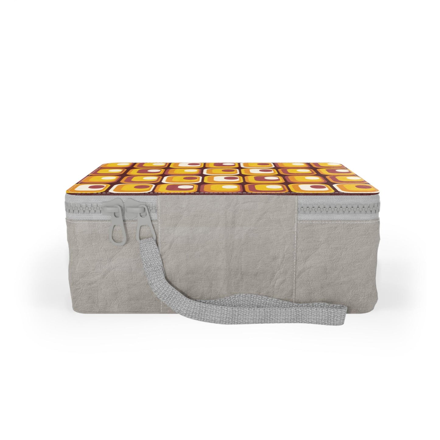 Retro 70s Paper Lunch Box: Orange Brown Mid-Century Reusable Food Storage