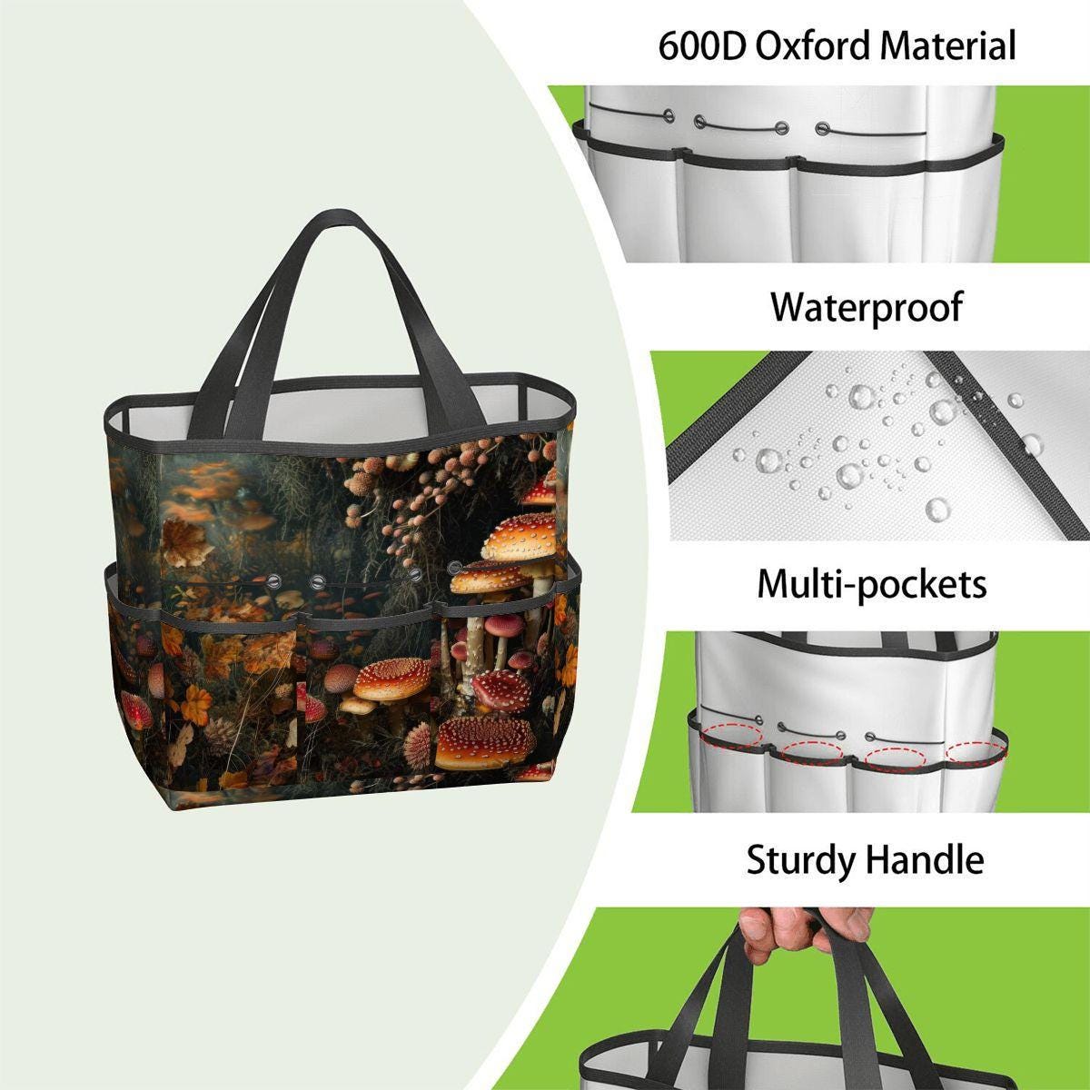 Mushroom Forest Gardening Tool Organizer Bag – Dark Academia Toadstool Tote