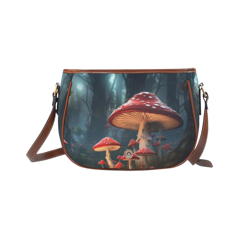 Mushroom Dark Academia Saddle Bag - Toadstool Forest Crossbody Handbag