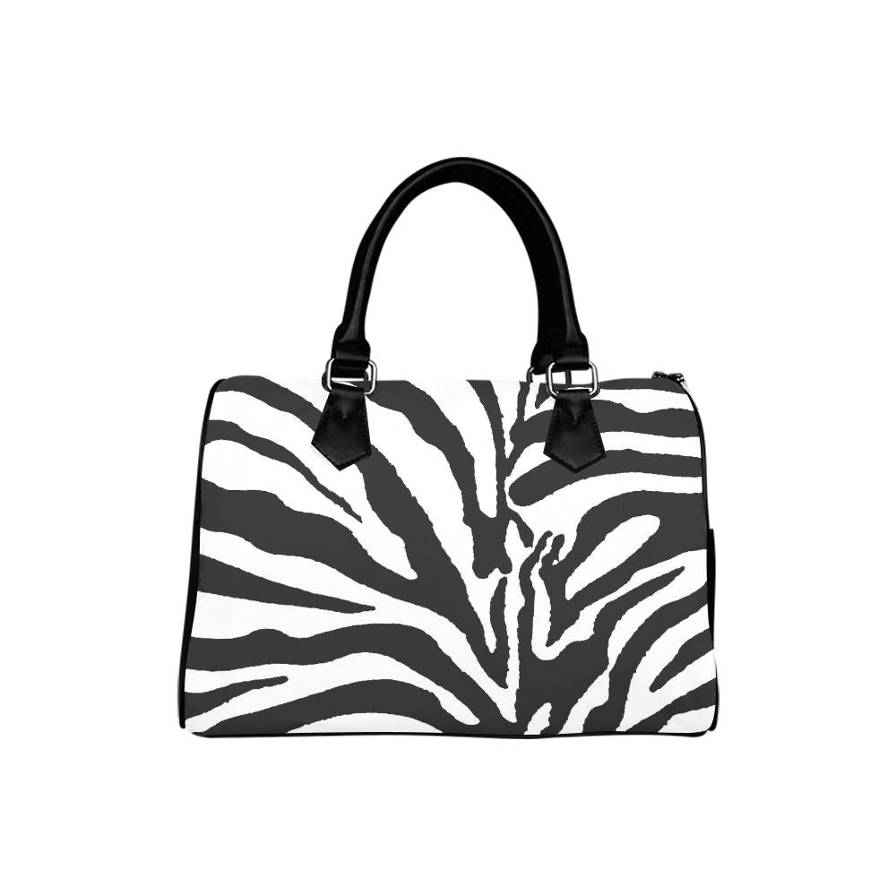 Zebra Print Barrel Handbag – Black White Everyday Purse