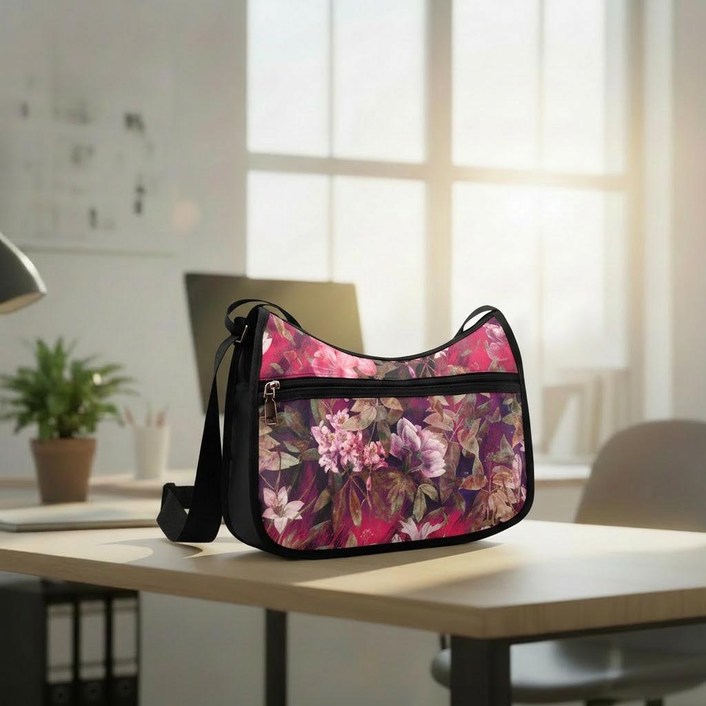 Moody Vintage Flowers Shoulder Bag – Botanical Oxford Fabric Hobo Bag