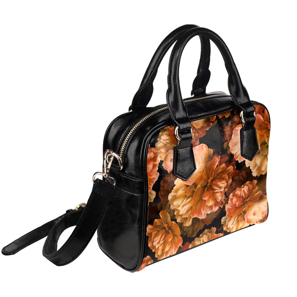 Bold Orange Peony Flowers Top Handle Shoulder Handbag