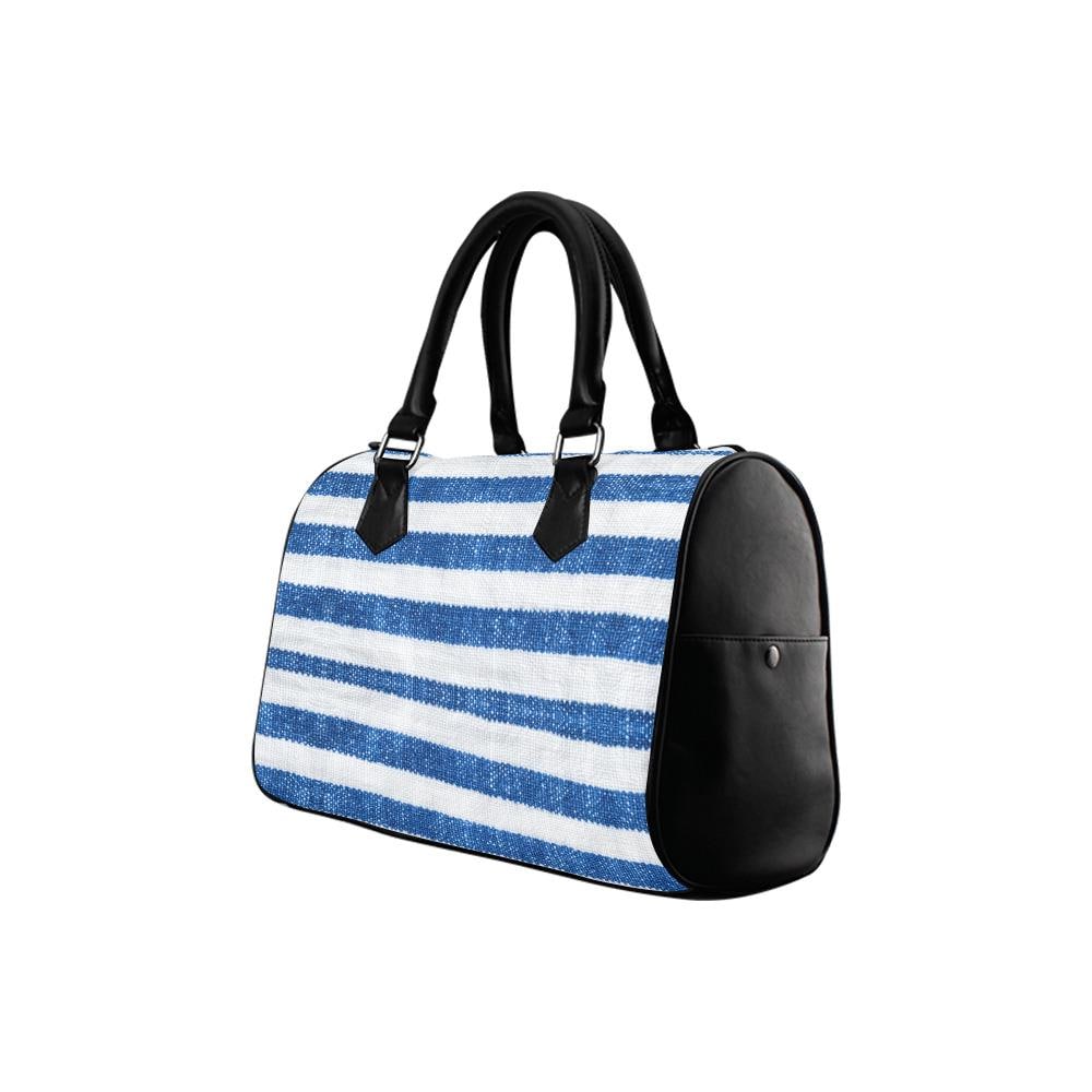 Sac à main en toile à rayures bleues et blanches – Sac à main végétalien en similicuir d'inspiration nautique