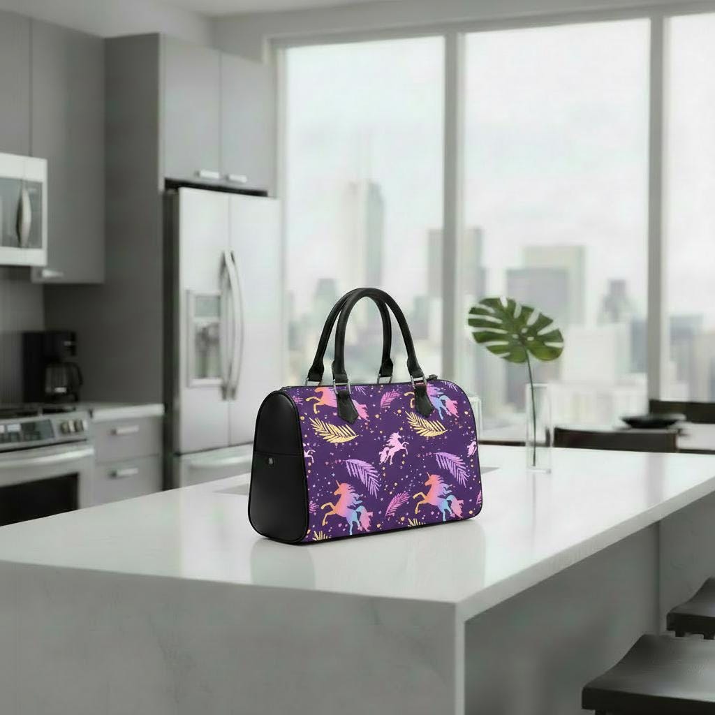 Purple Pink Unicorn Barrel Handbag – Fairycore Everyday Top Handle Purse