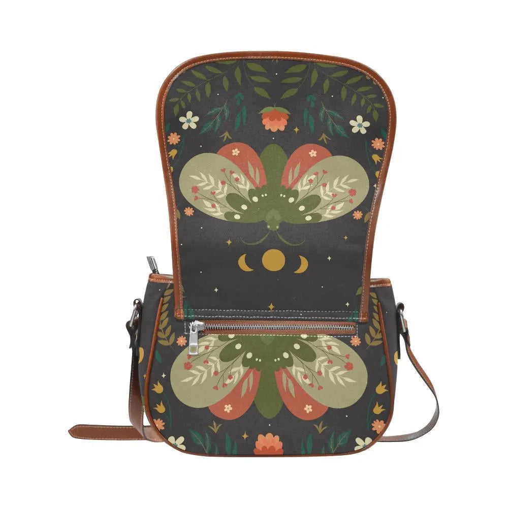 Dark Academia Moth Saddle Bag - Moody Gothic Crossbody Handbag