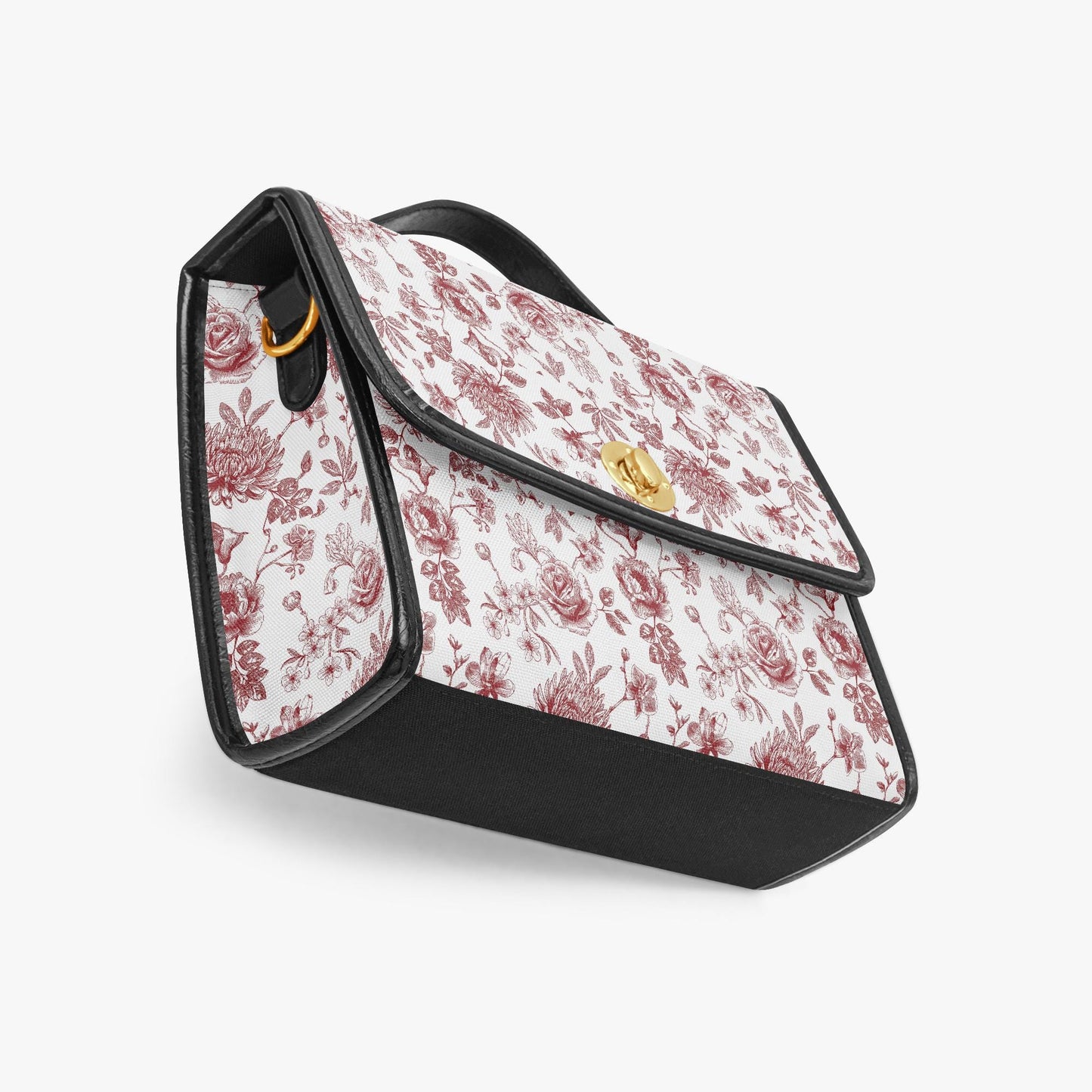 Red White Toile de Jouy Handbag – French Floral Vintage Canvas Crossbody