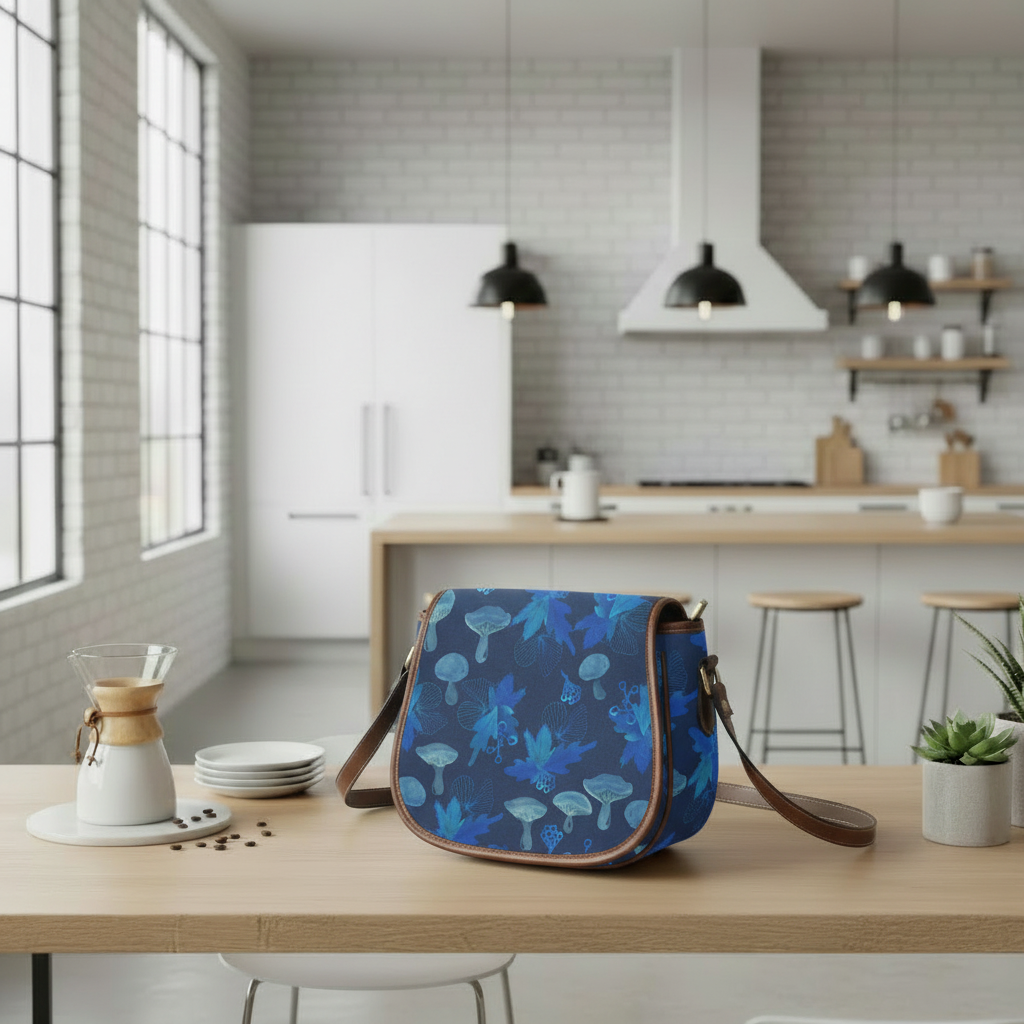 Blue Mushroom Fairycore Saddle Bag - Moody Forest Crossbody