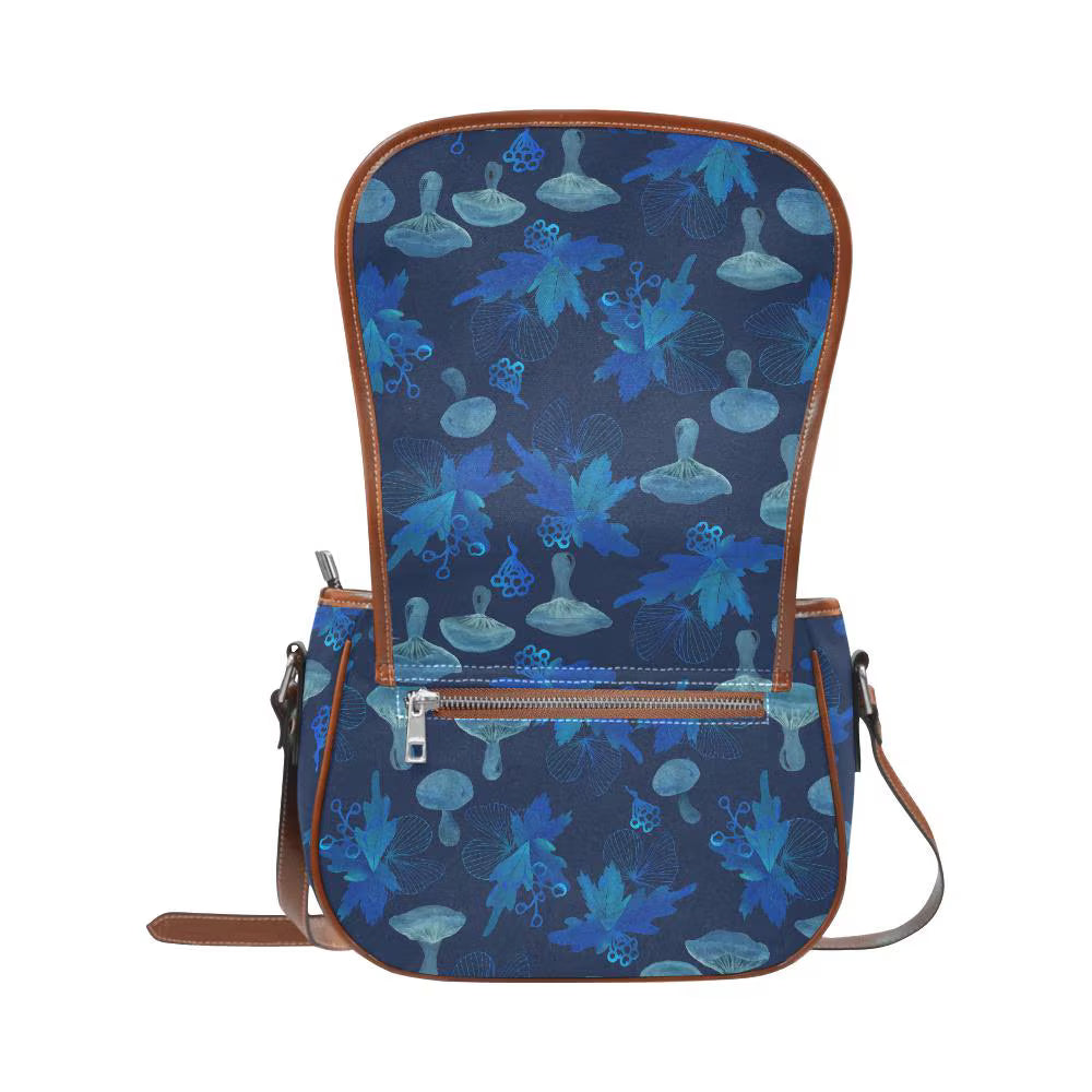 Blue Mushroom Fairycore Saddle Bag - Moody Forest Crossbody