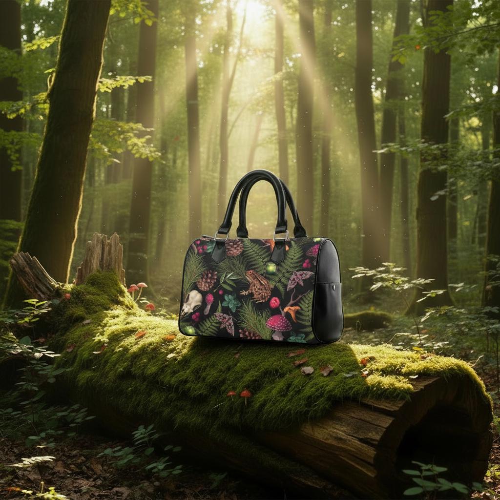 Dark Academia Mushroom Barrel Handbag – Gothic Style Everyday Purse