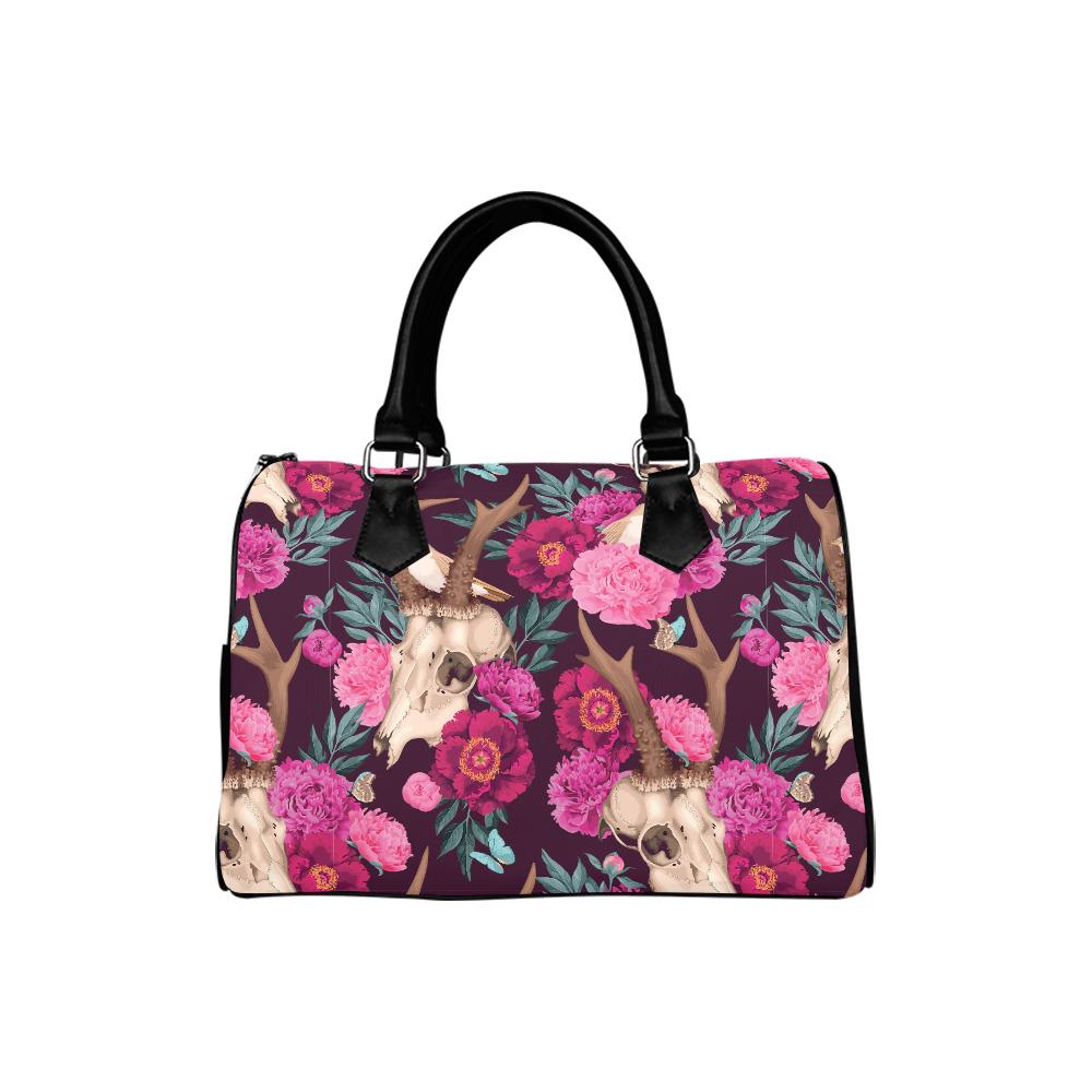 Dark Academia Antler Barrel Handbag – Black Pink Gothic Whimsy Bag