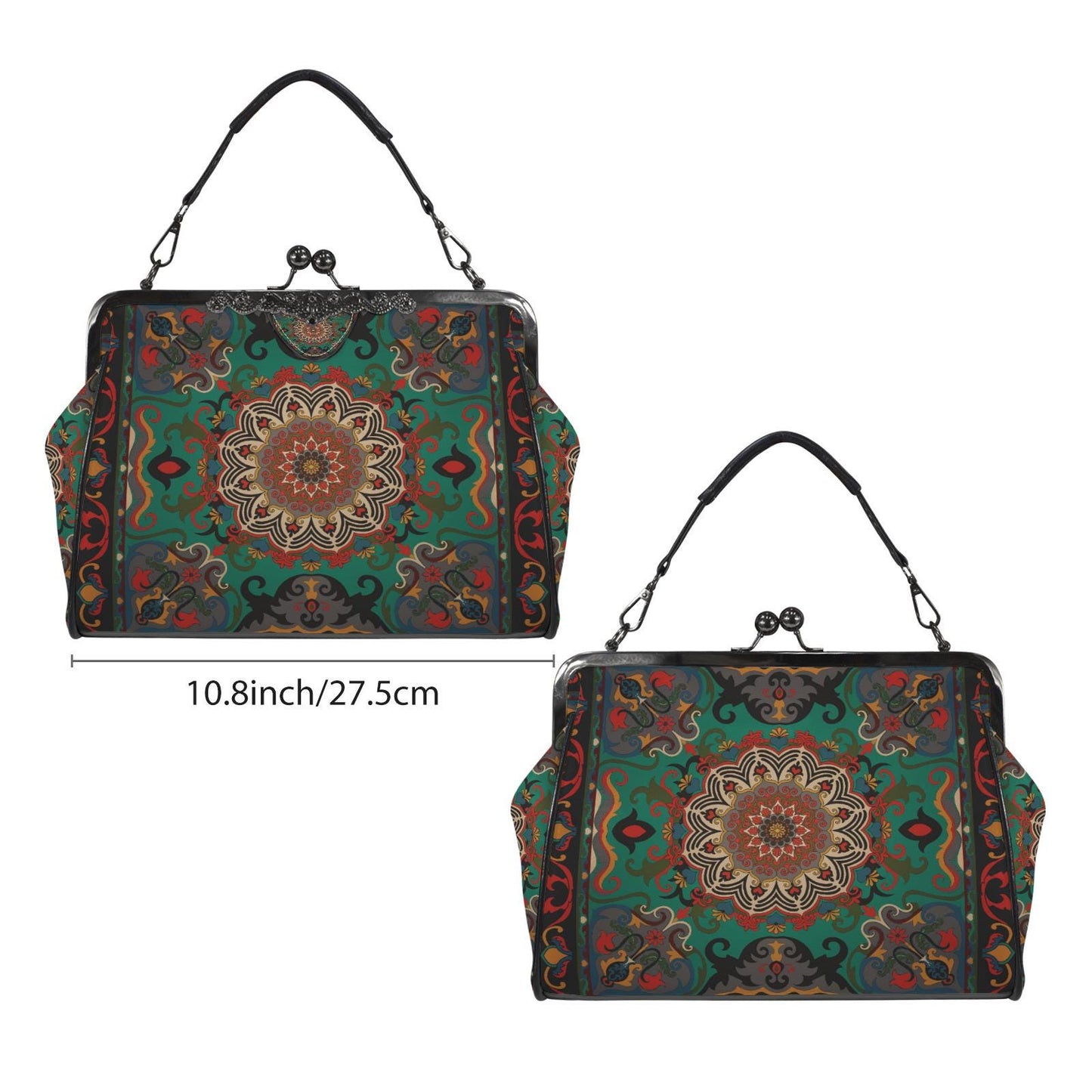 Boho Mandala Kisslock Shoulder Bag – Persian Medallion Crossbody Handbag