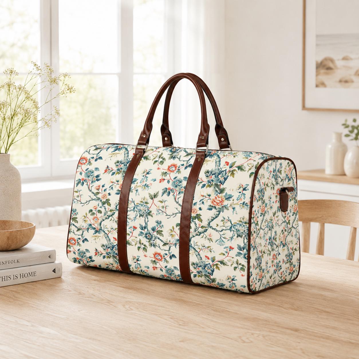 Toile de Jouy Weekend Travel Duffel Bag – French Vintage Style Carry-On Luggage