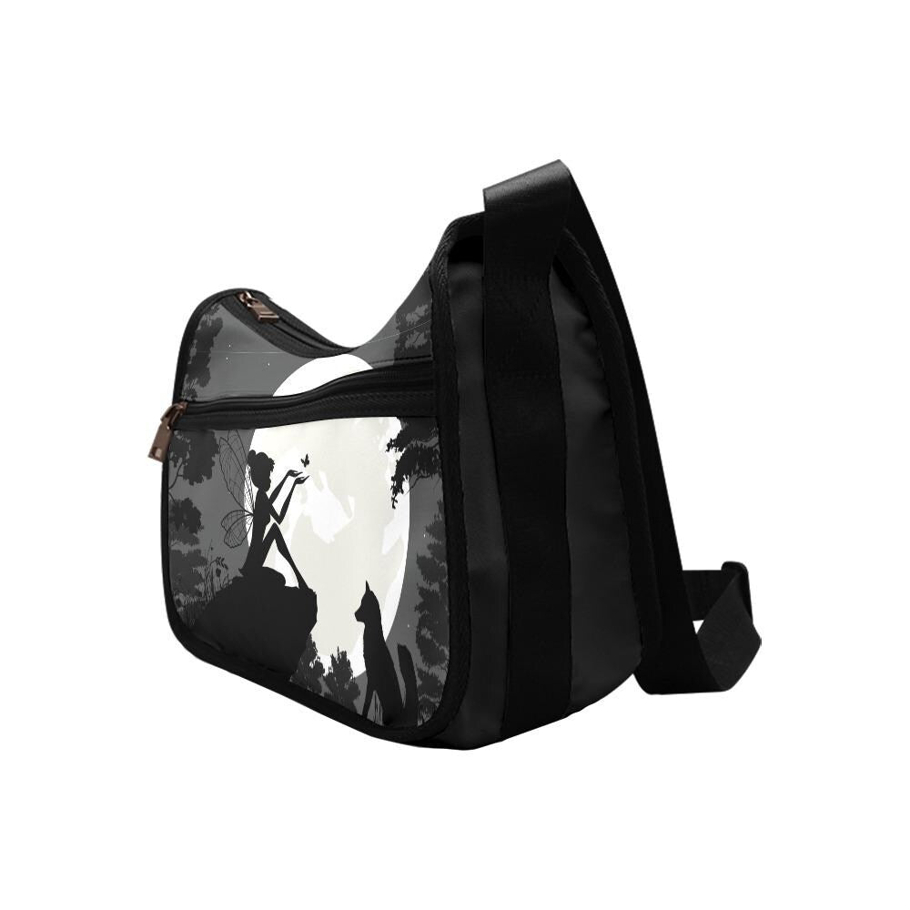 Black White Fairy Moon Shoulder Bag – Fairycore Gothic Hobo Bag