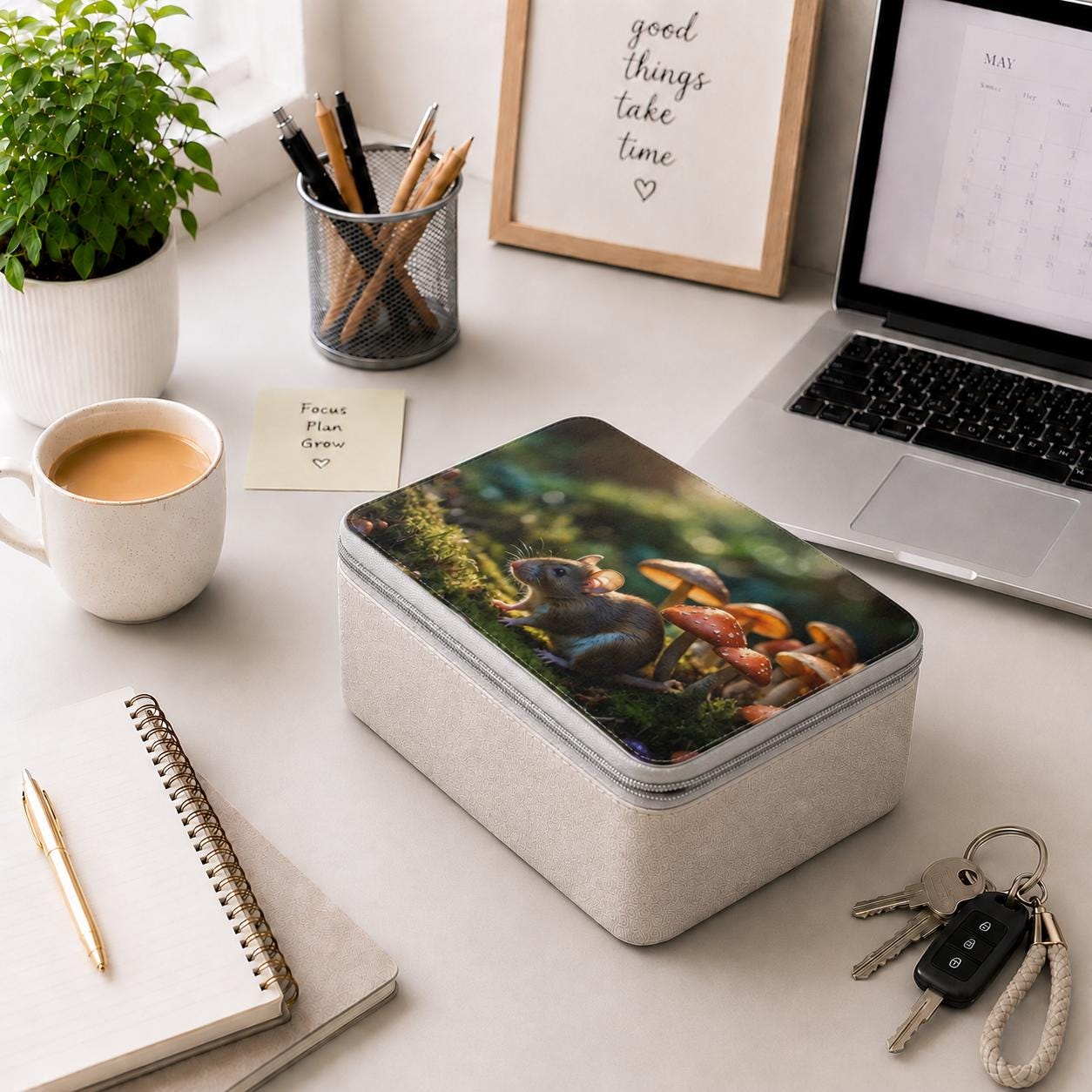 Enchanted Forest Mushrooms Mouse Paper Lunch Box: Reusable Food Storage