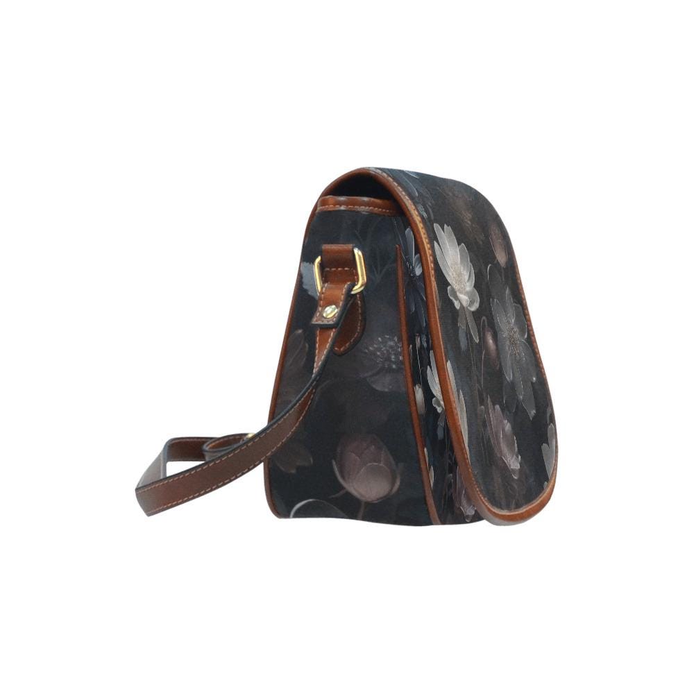 Dark Academia Romantic Flowers Saddle Bag – Vintage Style Crossbody