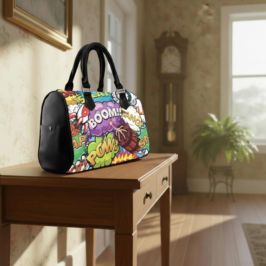 90s Retro Barrel Handbag – Y2k Vintage Comic Everyday Purse