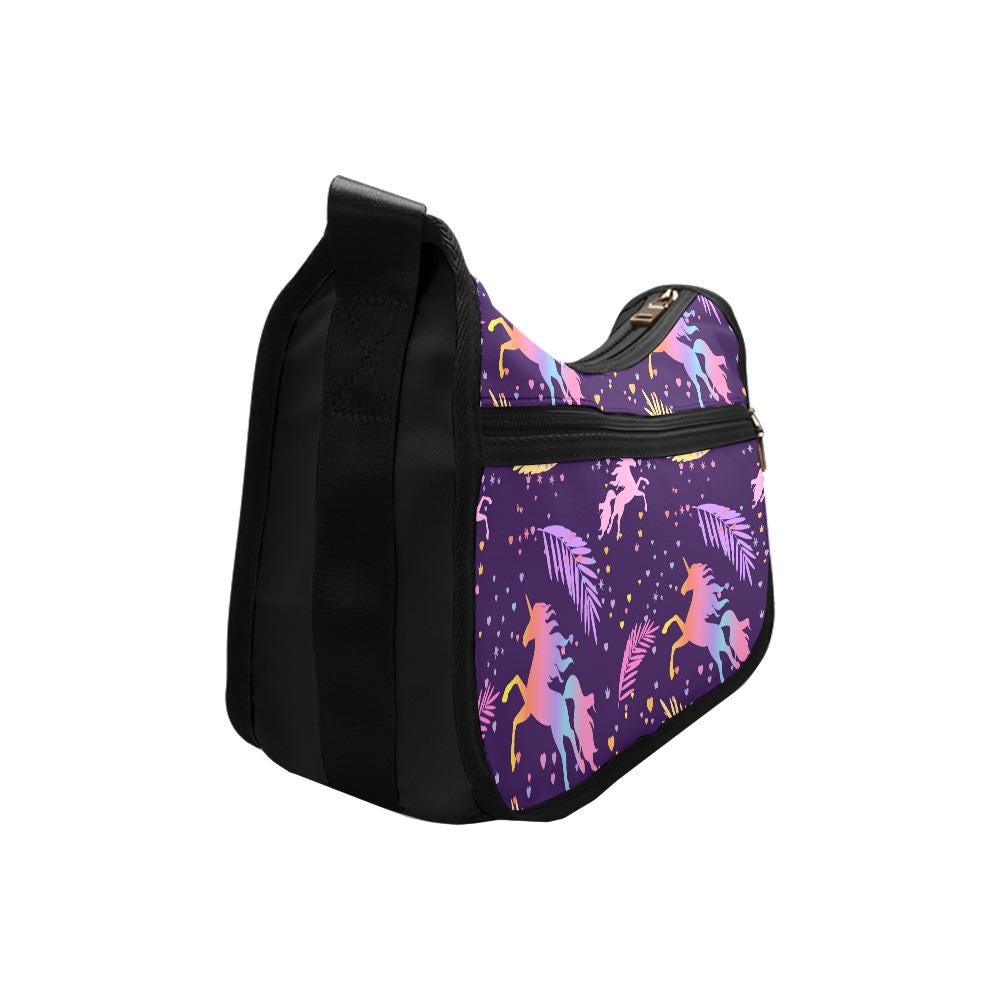 Purple Black Unicorn Shoulder Bag – Fairycore Oxford Fabric Hobo Bag