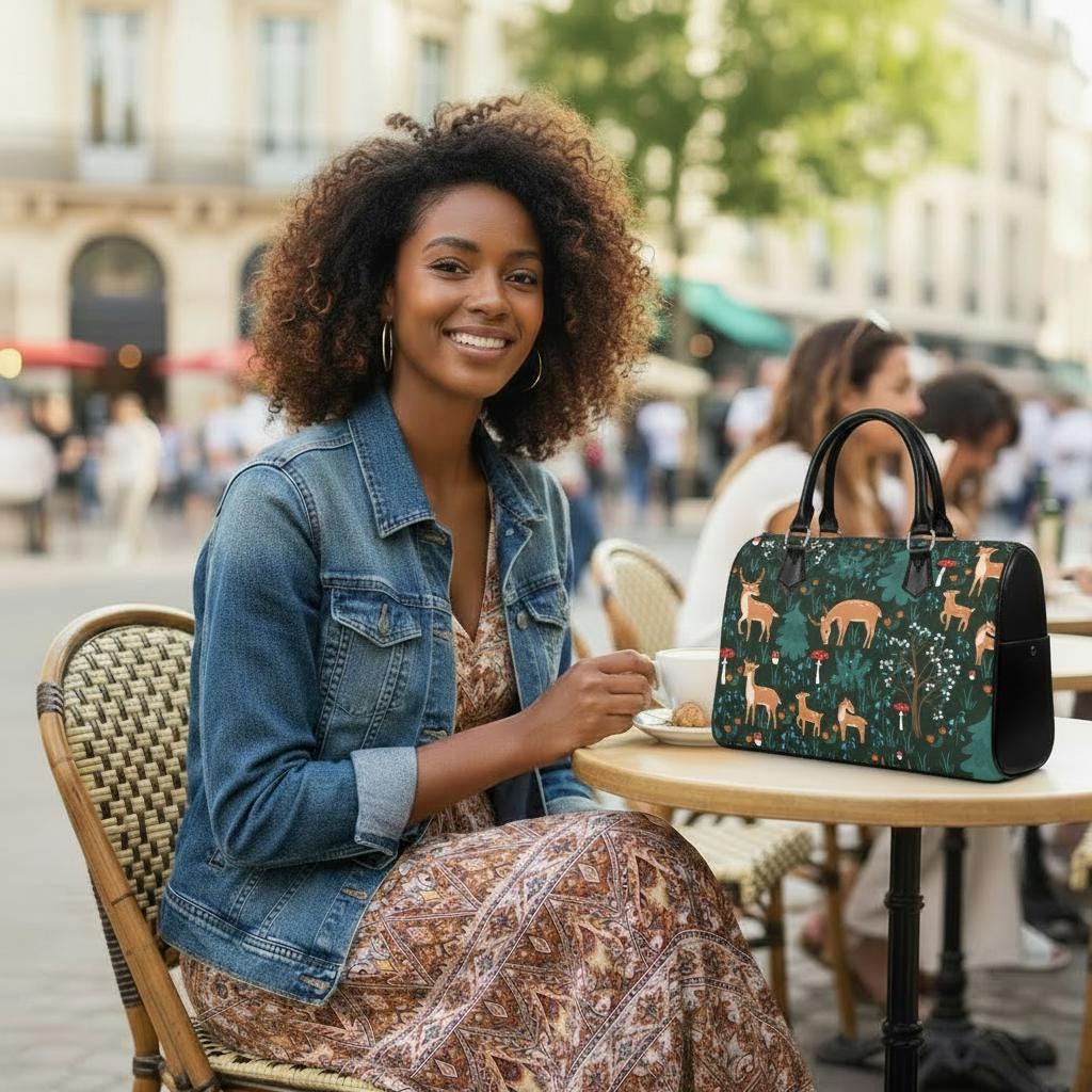 Bambi Fawn Forest Print Barrel Handbag – Wood Lover's Everyday Purse