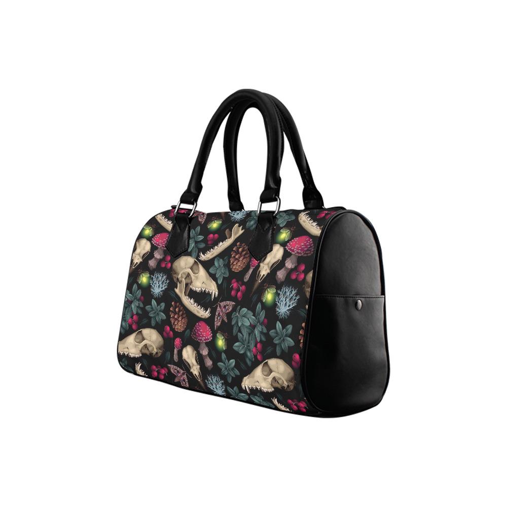Dark Academia Antler Barrel Handbag – Black Pink Gothic Whimsy Bag