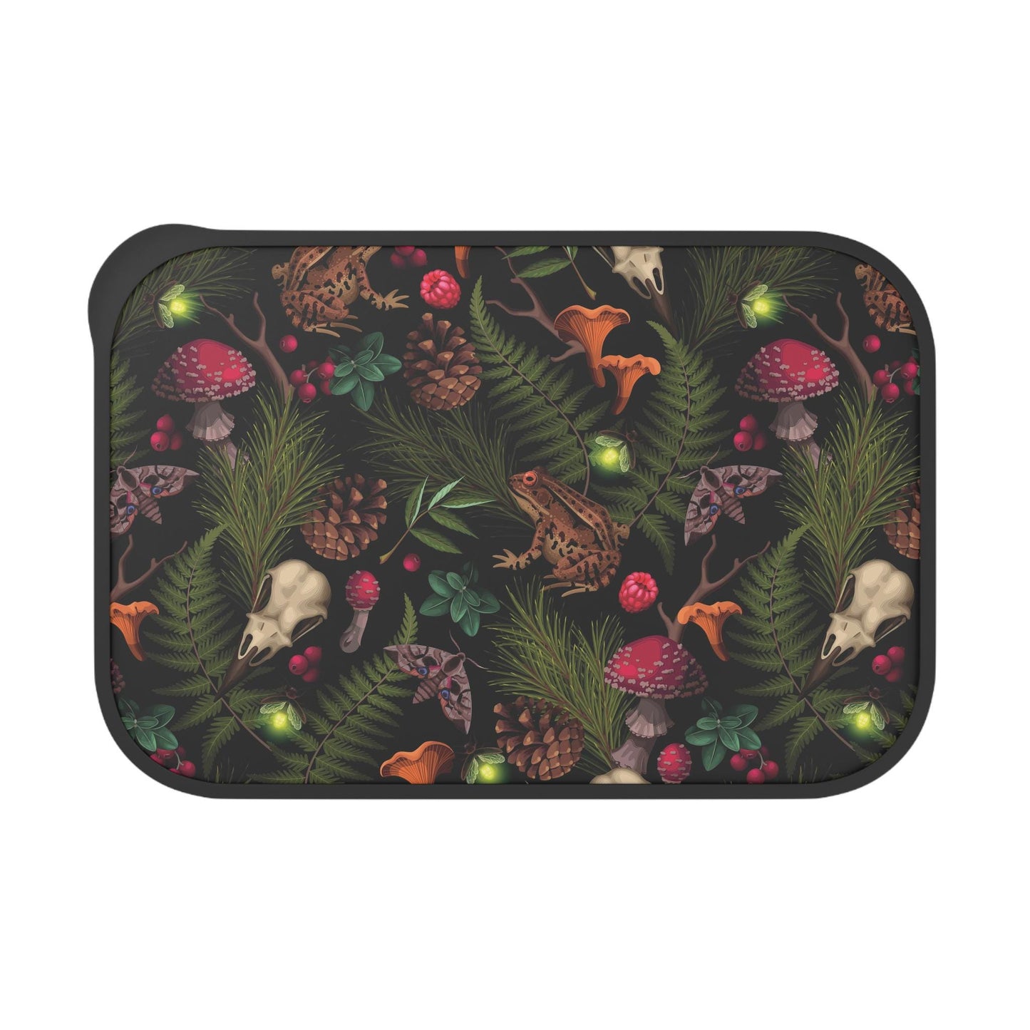 Gothic Mushroom Print Bento Box: Dark Academia Bioplastic Lunch Container
