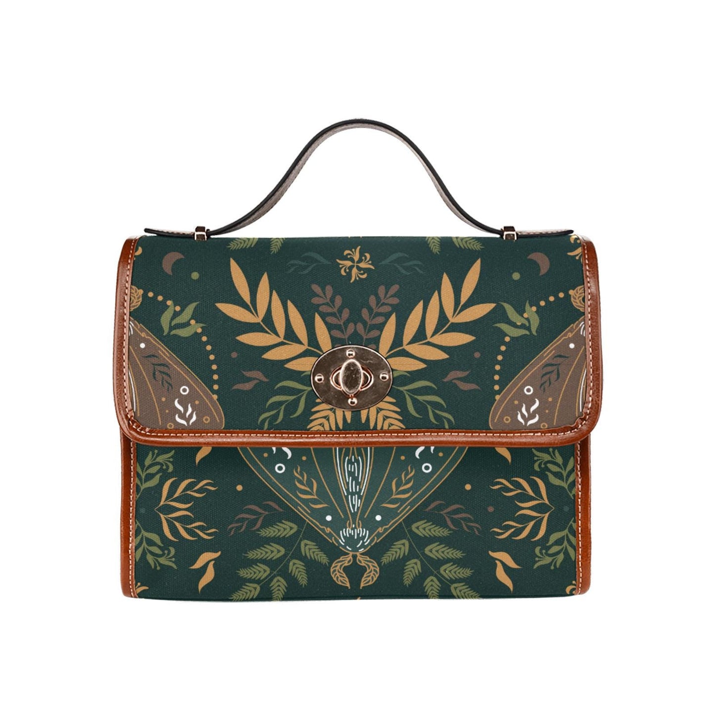 Nordic Folkloric Pattern Canvas Crossbody Bag – Modern Heritage Vintage Handbag
