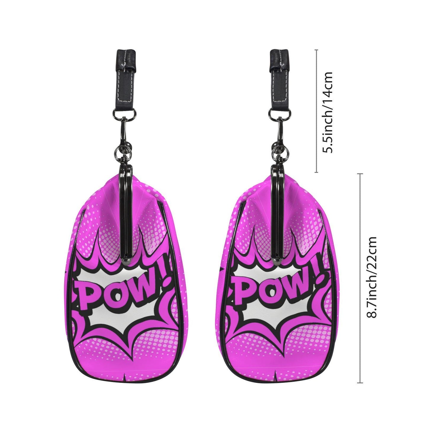 Pop Art Y2k Comic Vegan Kisslock Bag – Pink Bold Graphic Crossbody Handbag