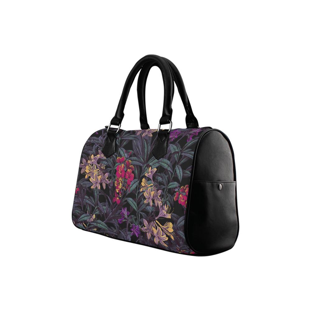Dark Academia Night Flowers Barrel Handbag – Grunge Gothic Foral Bag