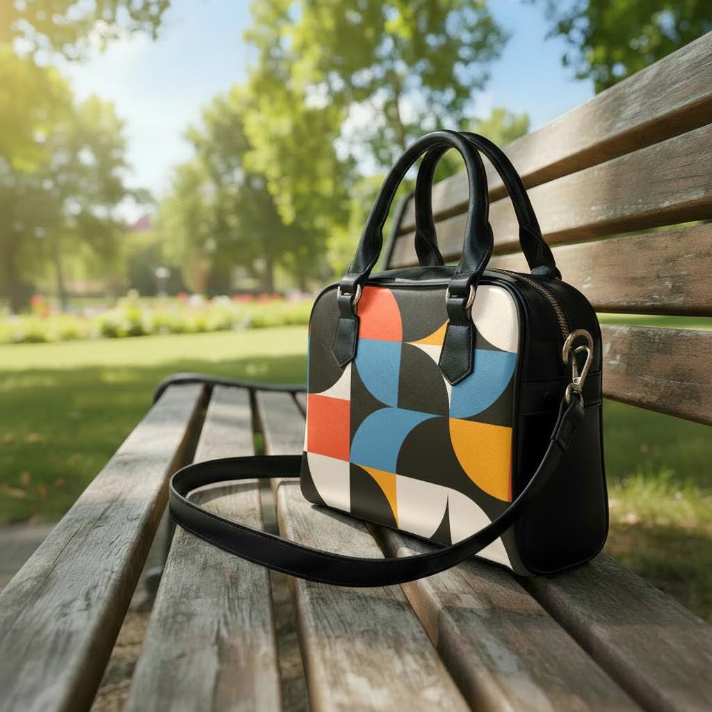 Retro 60s Geometric Shoulder Handbag – Midcentury Modern Handbag