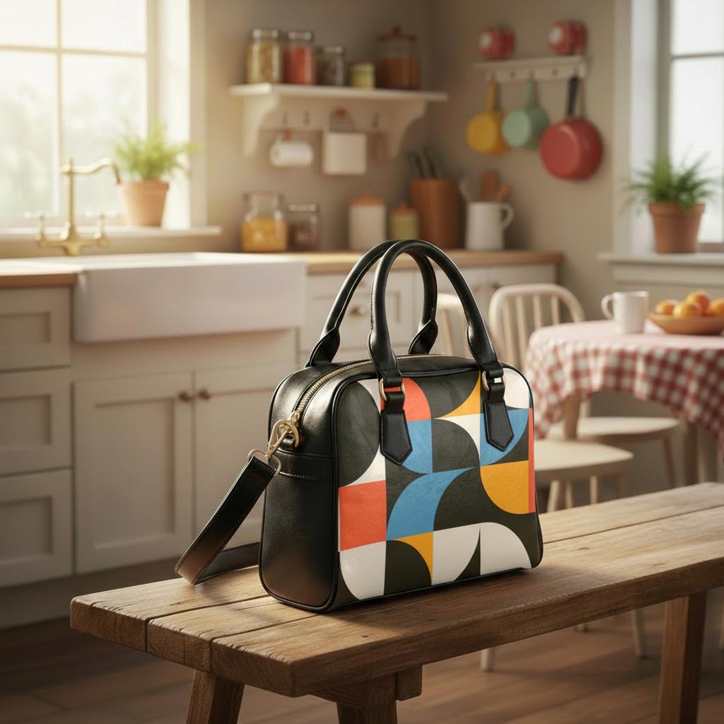 Retro 60s Geometric Shoulder Handbag – Midcentury Modern Handbag